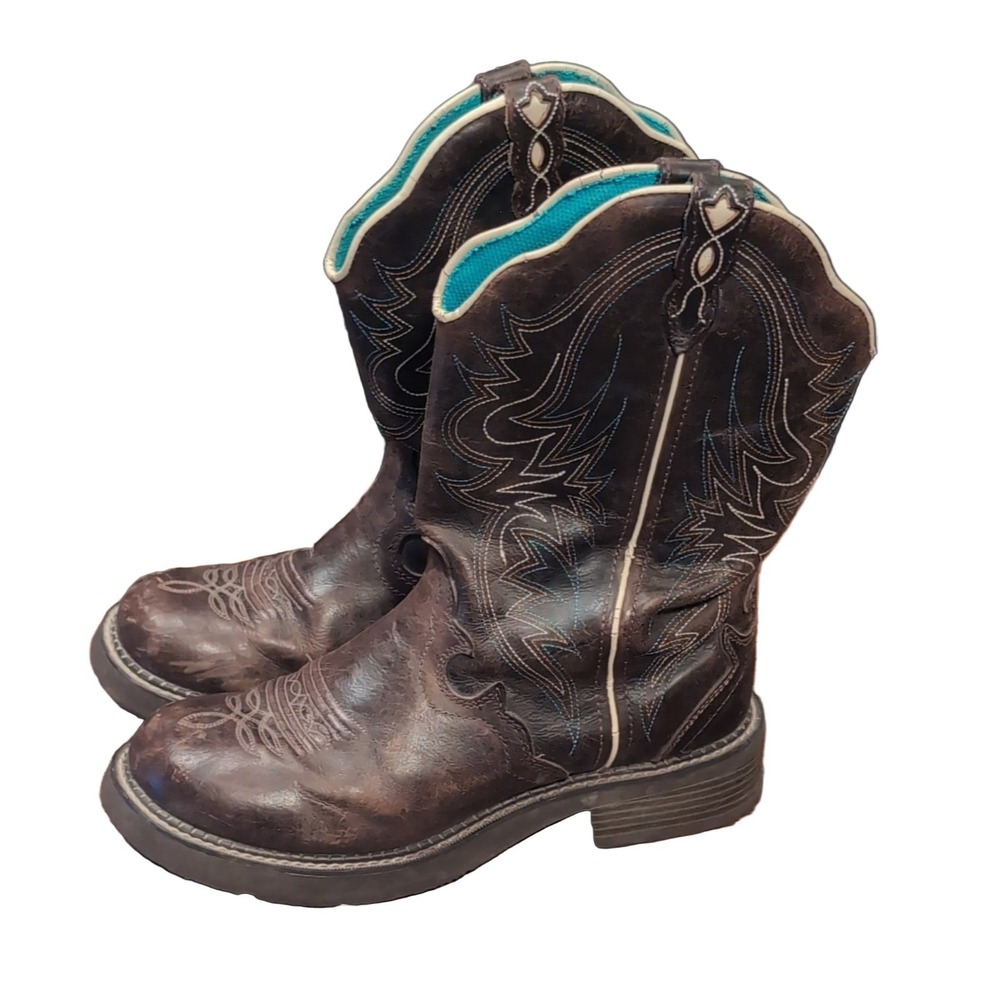 Justin Boots Gypsy Raya L2911 Women's Brown Leather Cowboy Boots 9.5B Cushioned